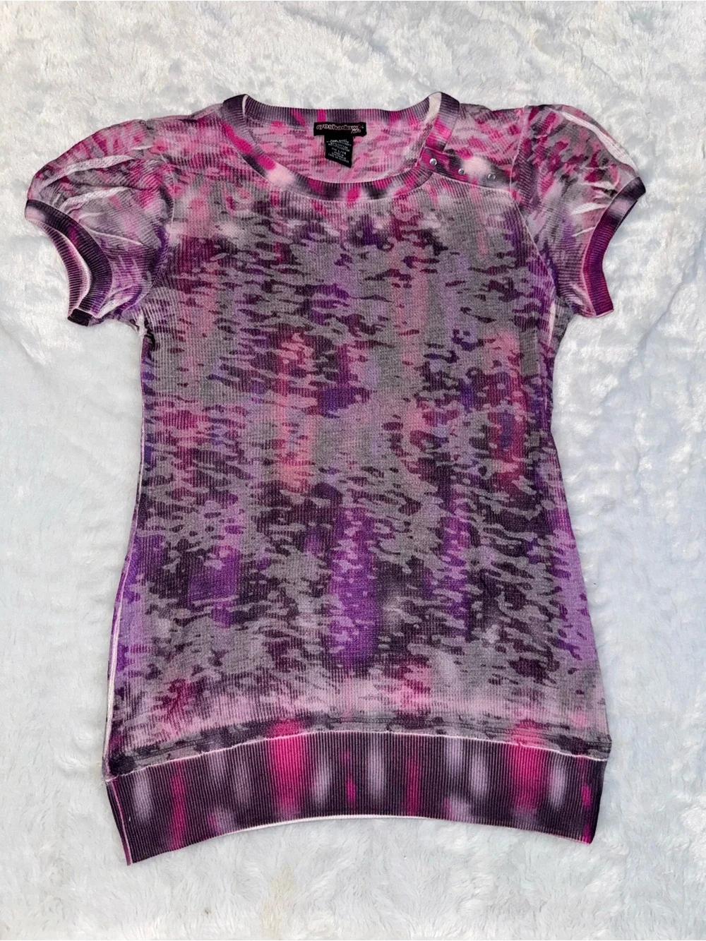 Eyeshadow Y2K Pink and Purple Short Sleeve Knit Top